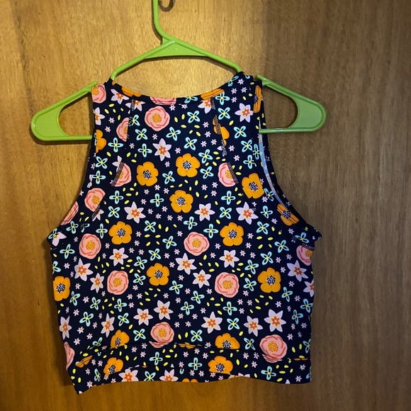 Floral Stretchy Three Quarter Sports Tank - Picture 2 of 2
